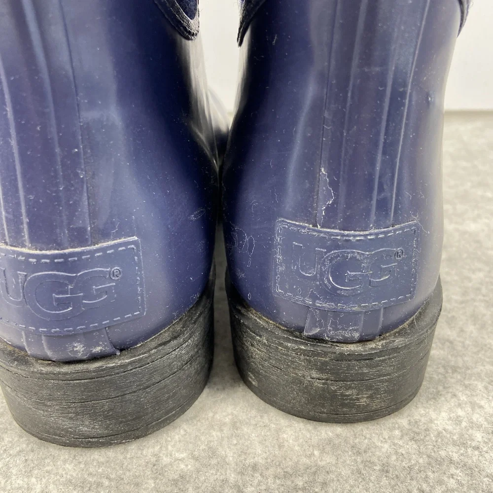 UGG Reignfall Tall Rain Boots‎ Knee High Pull On Navy Blue Womens Size 6